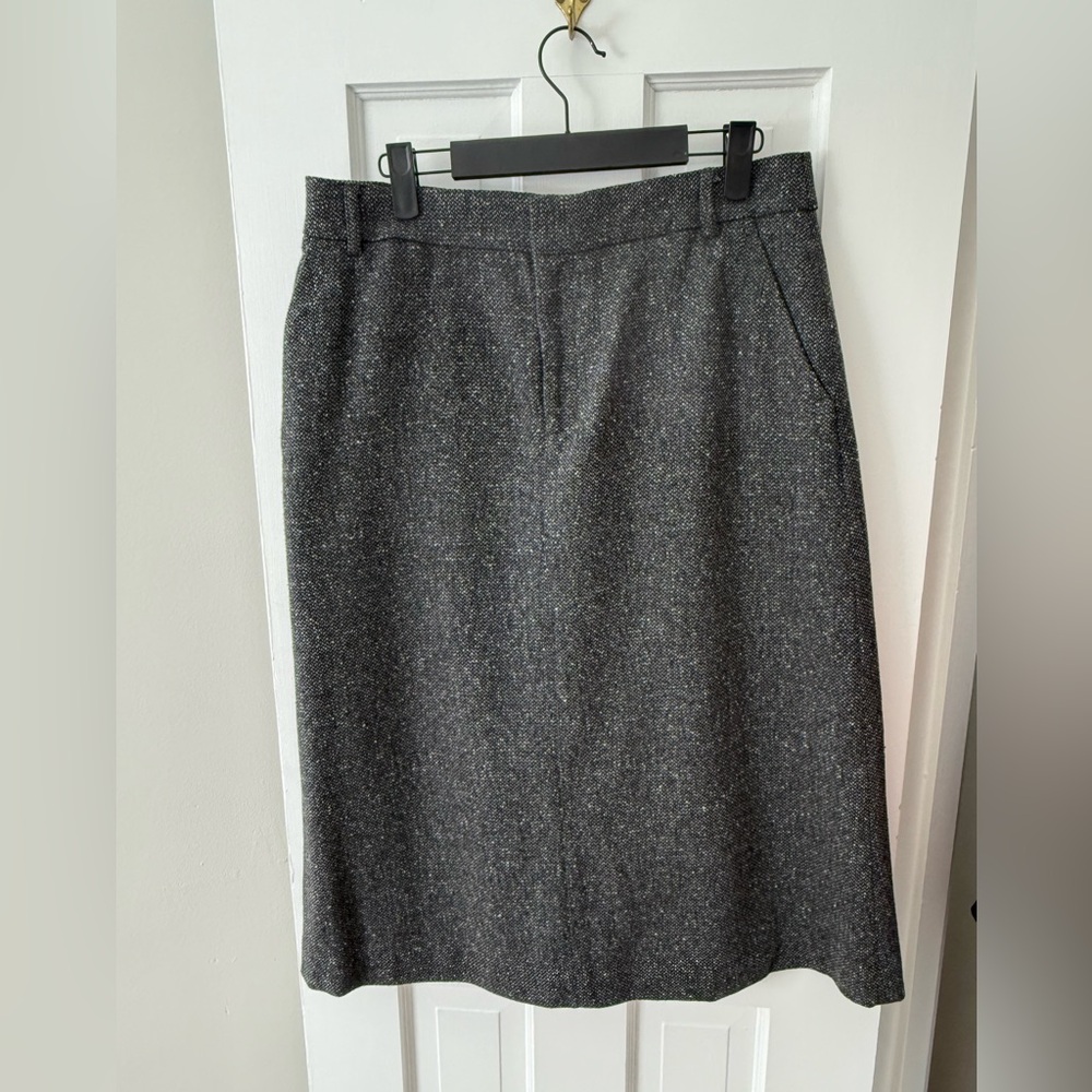 A.P.C. Hopsack tweed wool a-line knee length skirt